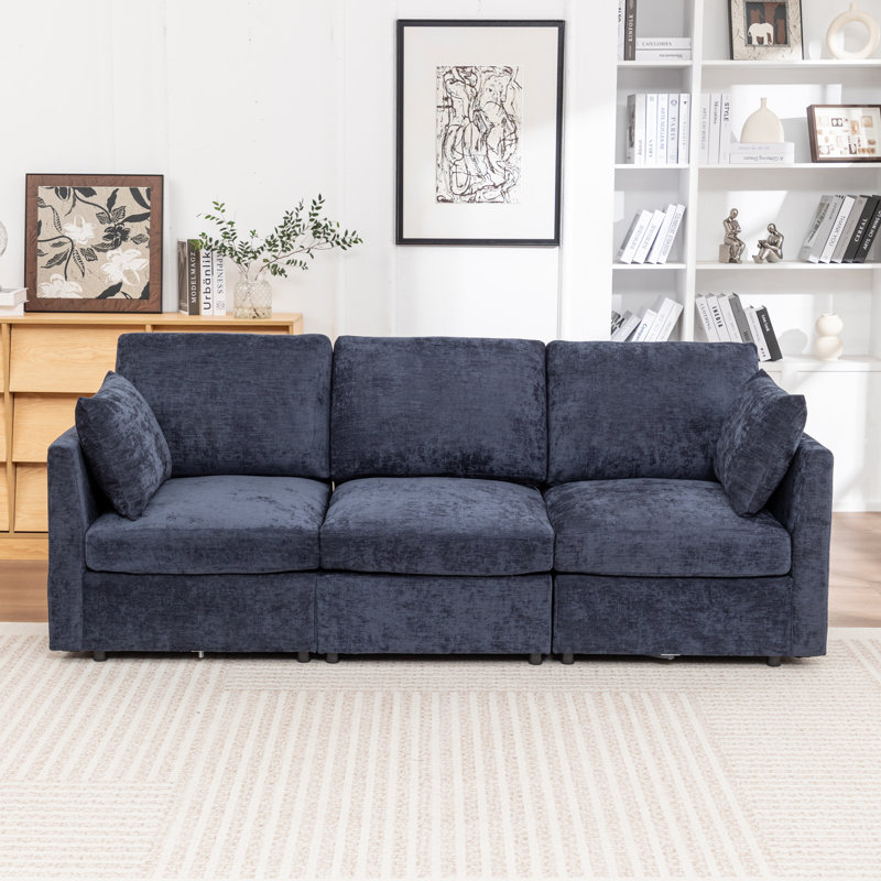 Wilroy Upholstered Modular Sectional Sofa, 3, Blue