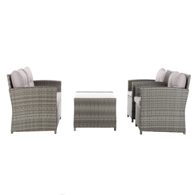 Anyuta Wood 4 - Person Patio Conversation Set with Cushions