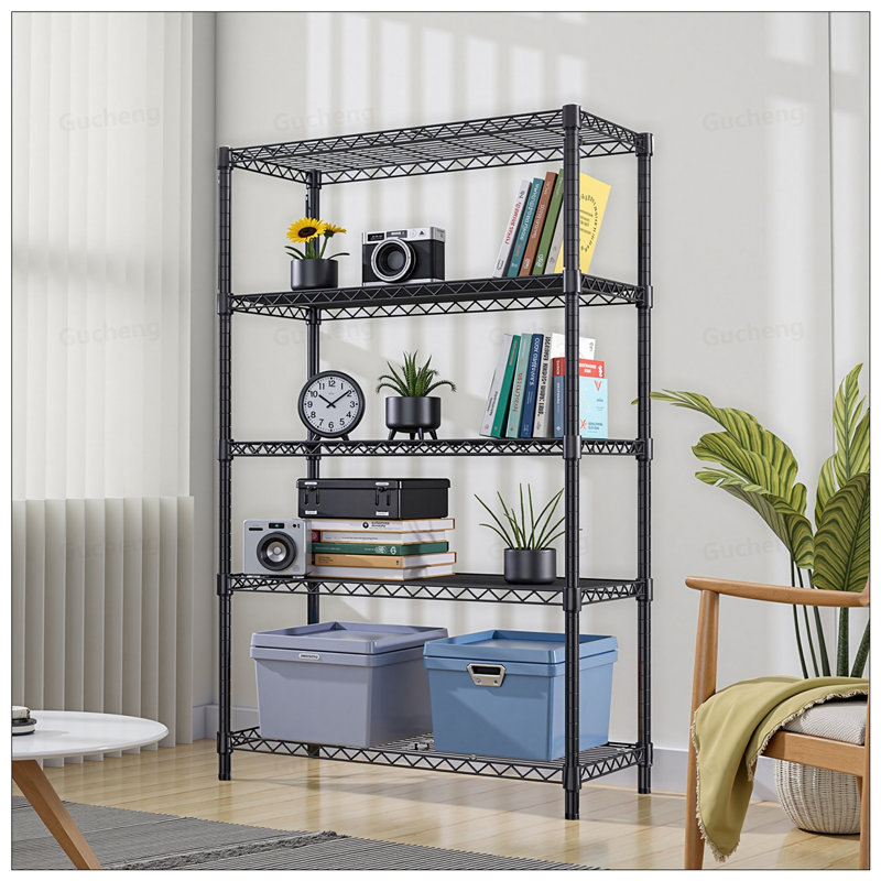Étagère de rangement robuste en acier à 5 niveaux avec tablettes réglables pour une utilisation polyvalente à la maison et au bureau