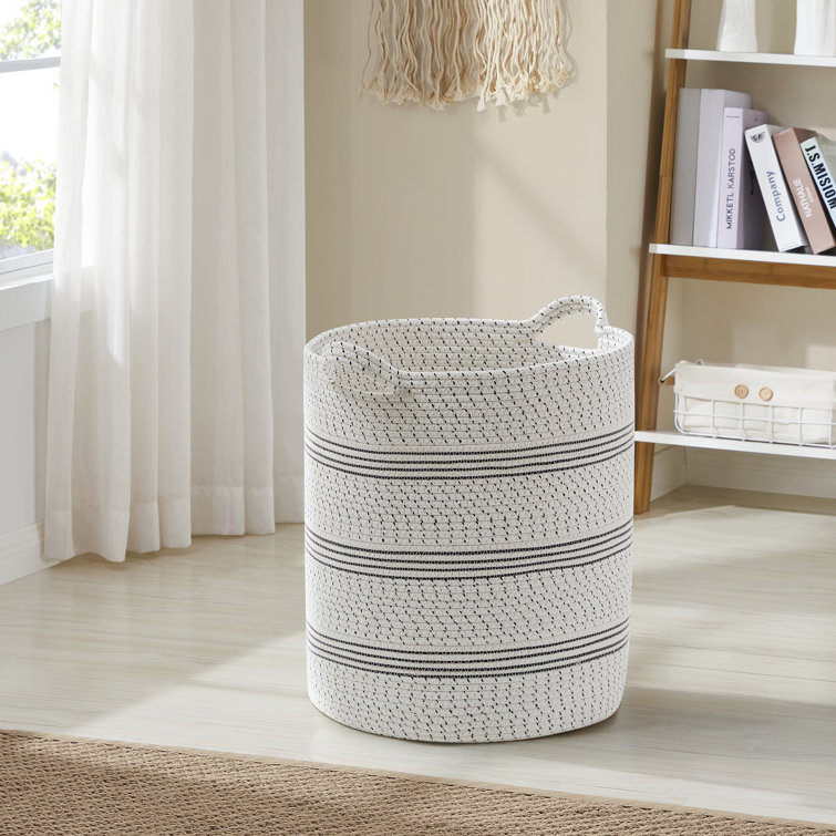 The White Company White Gray Rope Laundry Basket