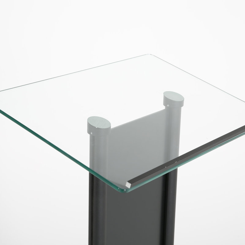 Black Aluminum and Tempered Glass Floor Standing Podium