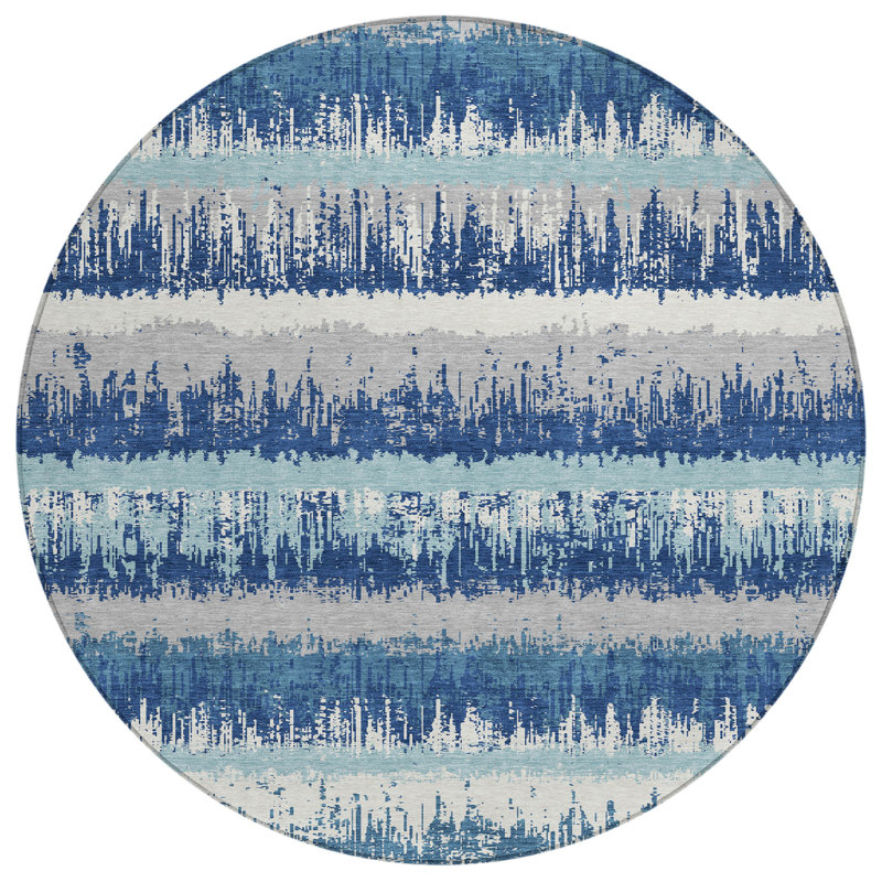 Tapis intérieur / extérieur bleu lavable Nyelle , 8 pi x 8 pi