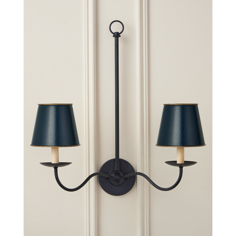 Tole Ivory Tapered Chandelier Shade, Blue