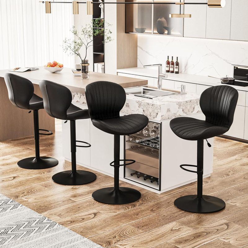 Halima Adjustable Bar Stools, Black, 4