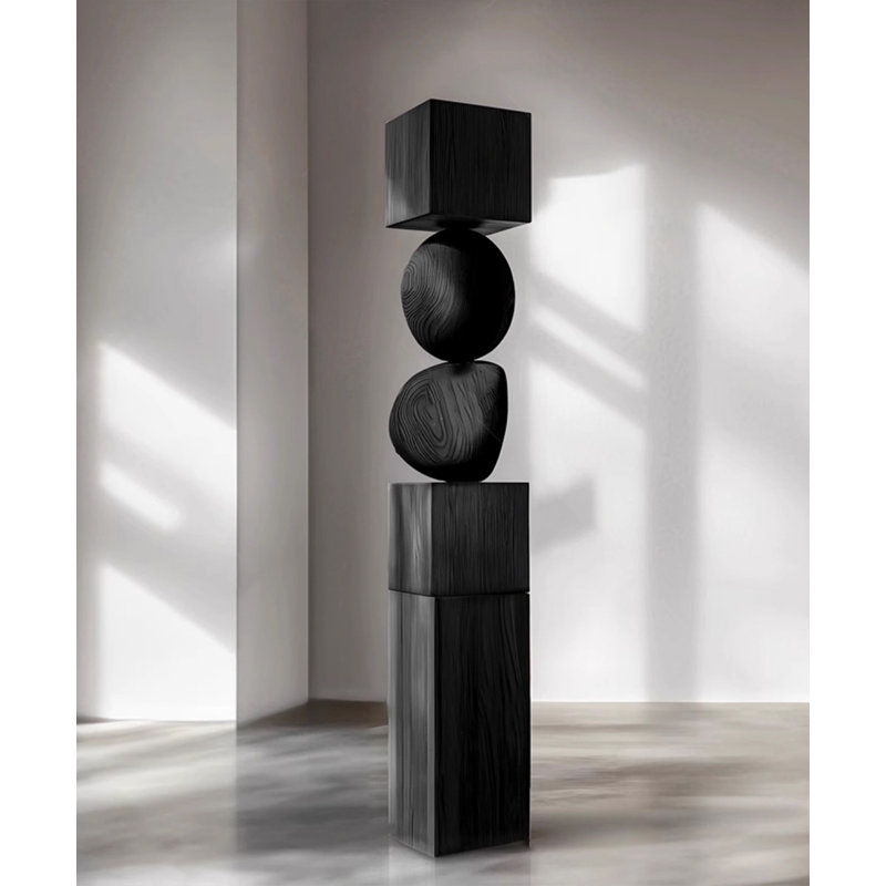 66.93" Wood Decorative Objects, Black