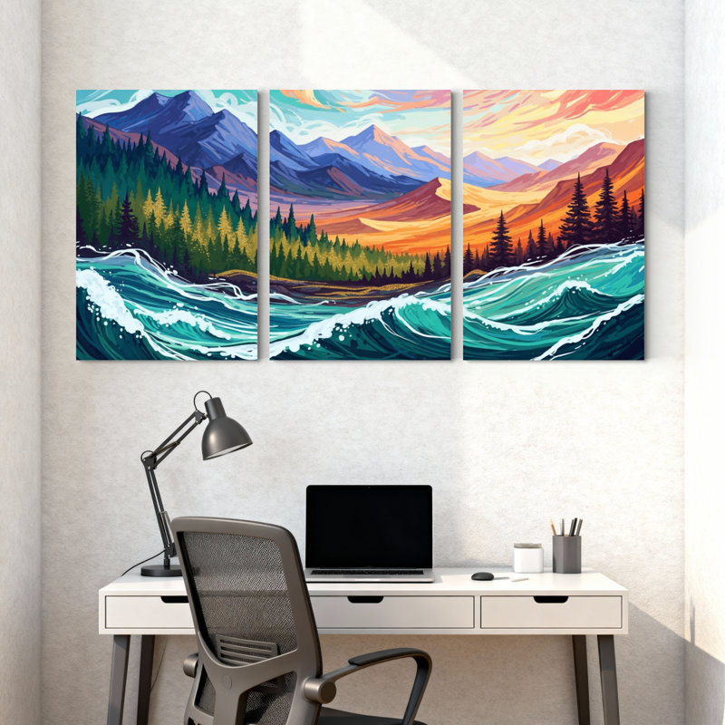 Ensemble de 3 impressions d'art sur toile, H 30 po x l 60 po