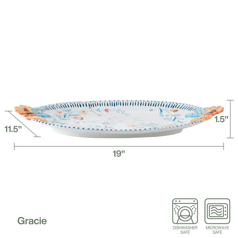 Fitz And Floyd Gracie 19-In Platter W/Handles