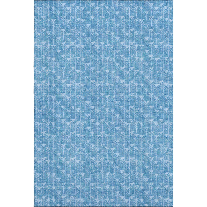 Premium Machine Washable Cerrito AMF514 Blue Rug, Rectangle 5' x 7'6"
