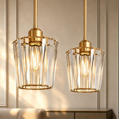 Suspension en cristal de style milieu du siècle, 15,7 cm (6,2 po), 1 lumière