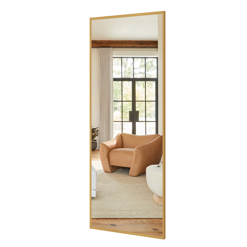 Talma Wood Flat Mirror, 59" H x 19" W, Gold