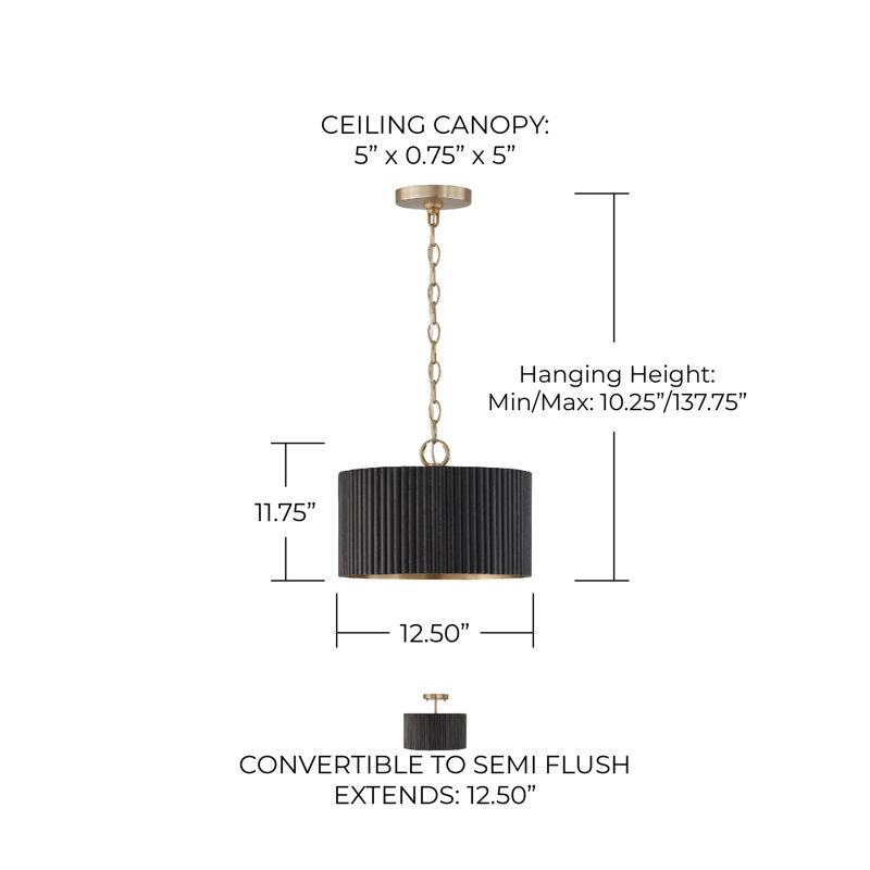 Donovan 1 - Light Drum Pendant, Black