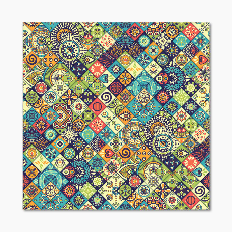 «Ethnic Floral Geometrics», impression sur toile, H 30 po x l 30 po x P 1 po, Toile tendue