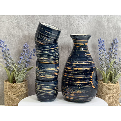 Blue Swirls Sake Set