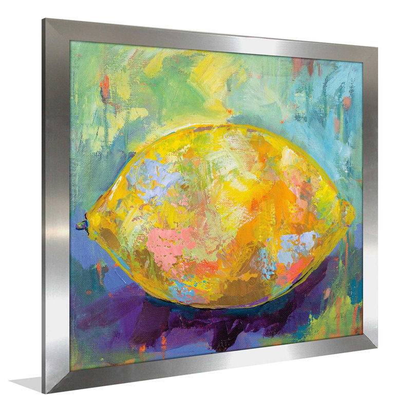 Citron - Peinture, Encadrement argenté, H 25,5 po x l 25,5 po x P 1 po