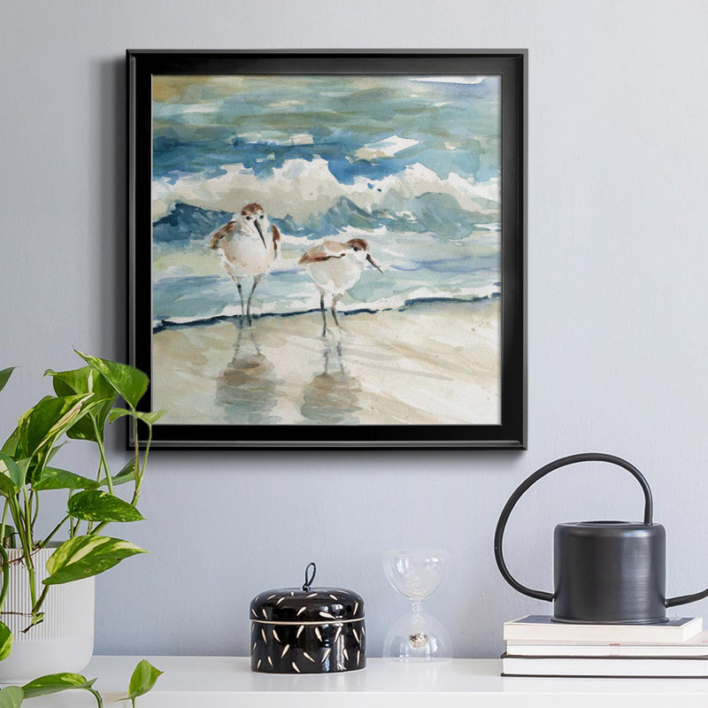 Oiseaux de plage - Toile encadrée de qualité supérieure - prête à être accrochée, H 30,5 po x l 30,5 po x P 1,5 po, Argent
