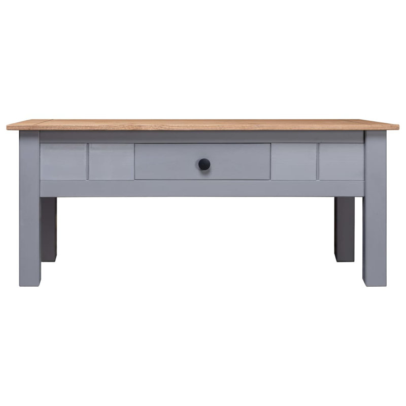 Kessinger Solid Wood Four Leg Coffee Table with Storage, Grey