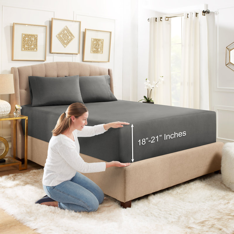 Microfiber Sheet Set, Charcoal Gray, Full Sheet Set with 2 Pillowcases