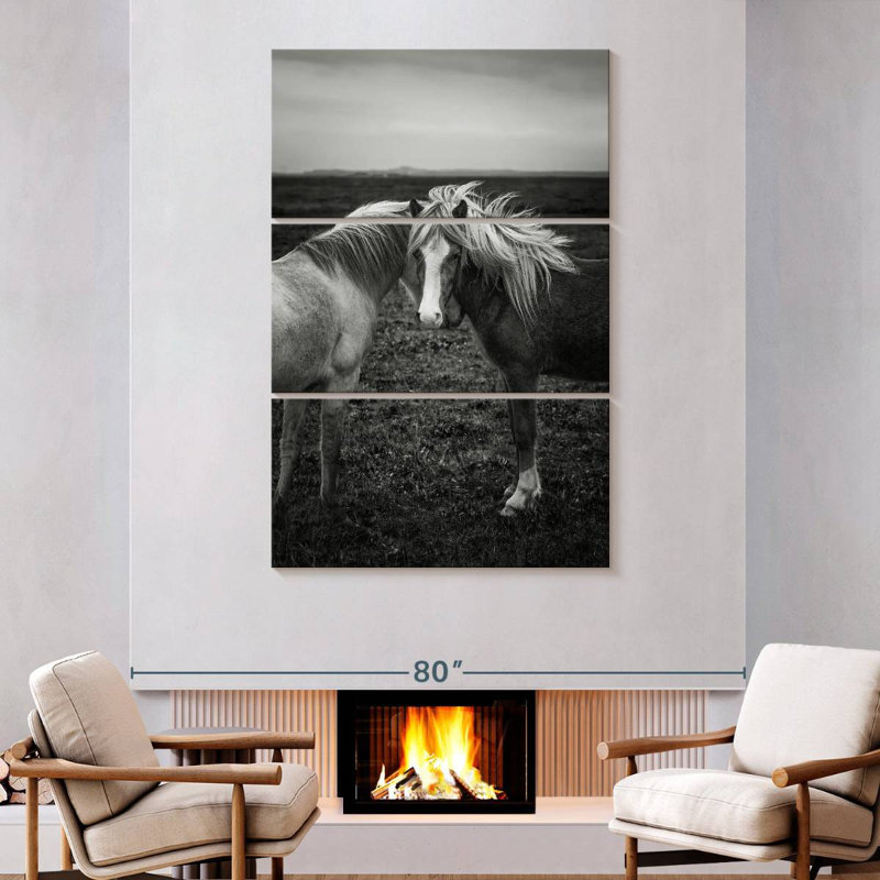 Brampt aimant les chevaux Islandais, H 74 po x l 48 po