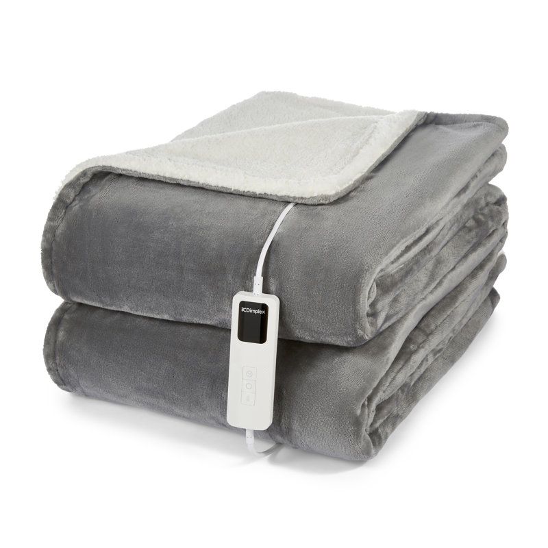 Dimplex DXHTG Super Cosy Washable Heated Throw with Fast Heat Up, Auto Shut-Off, 9 Heat Settings, 9 Hour Timer, Extra Soft - Grey
