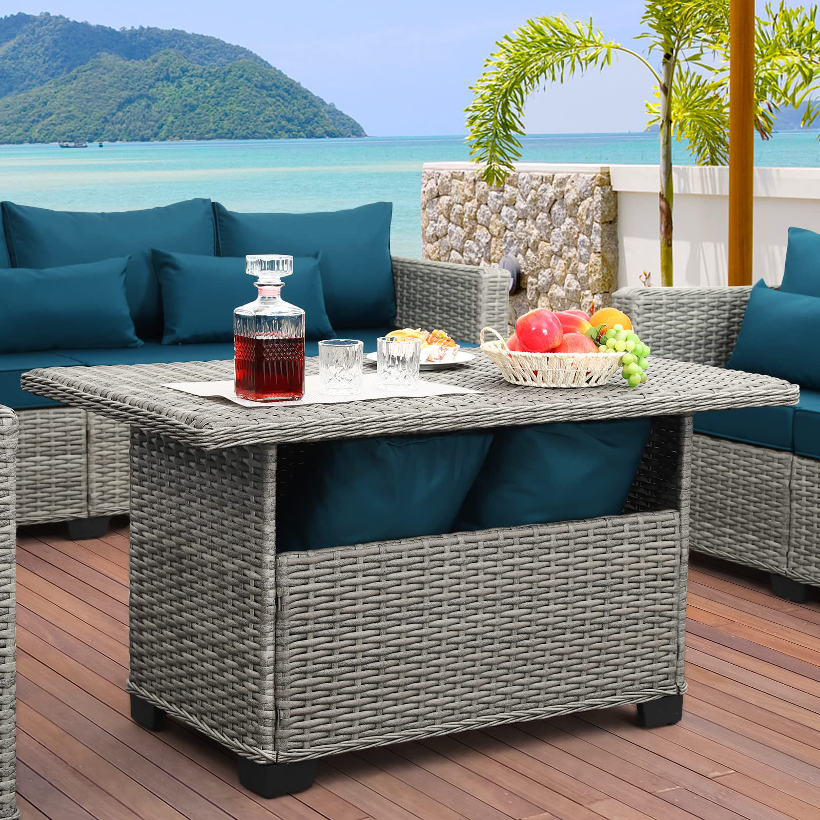 Latitude Run® 46 Inches Outdoor Coffee Table With Storage Wicker