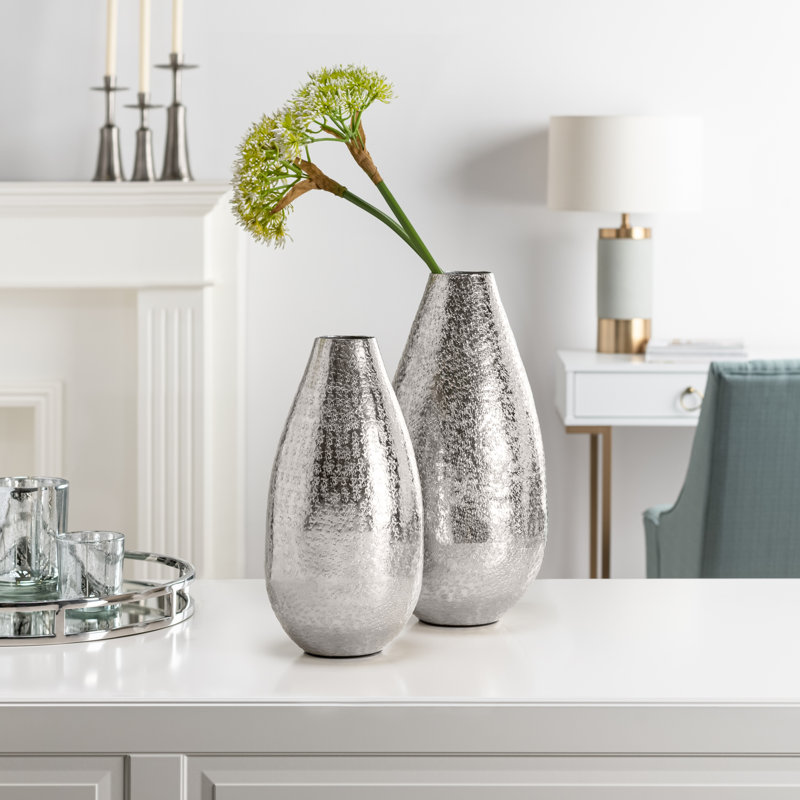 Vase de table Boltz, H 12,25 po x l 6,5 po x P 6,5 po, Argent