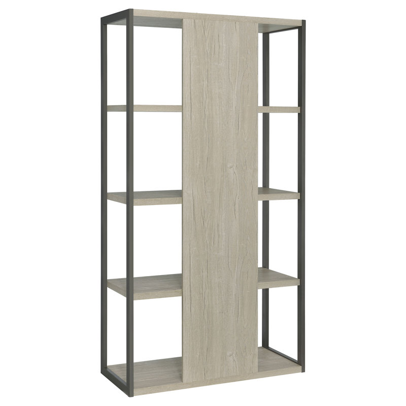 Bibliothèque standard Brisley H 72 po x l 37 po, Blanc délavé / gris foncé