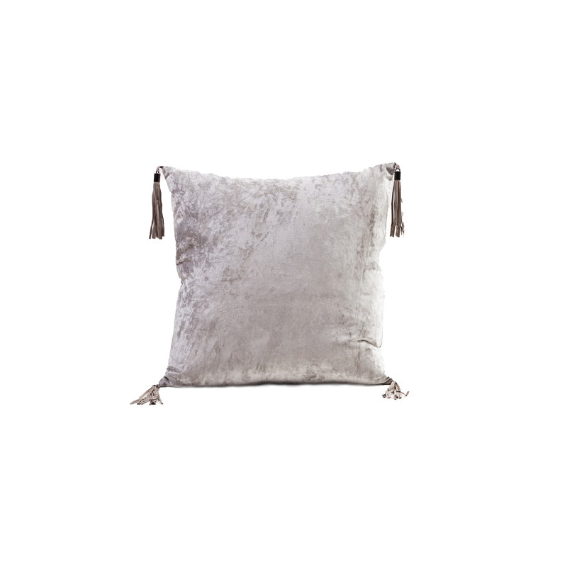 Coussin carré en velours de coton Fibre par Auskin 20 po x 20 po avec pampilles en cuir pour l'intérieur, Wind Chime