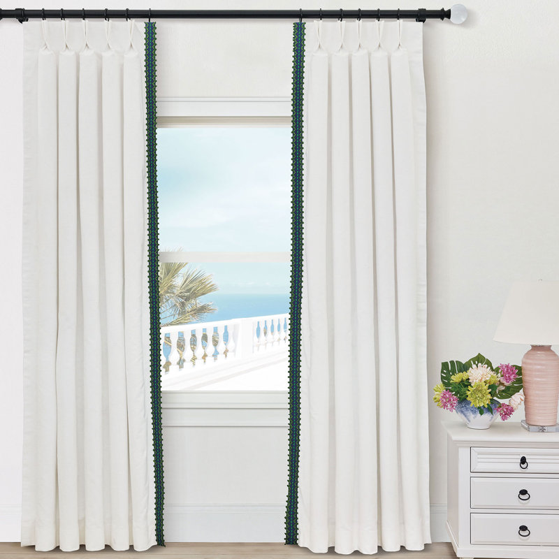 Boca Raton Embroidered Room Darkening Curtain, 20" W x 96" L