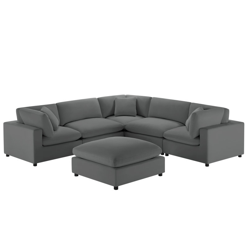 Caylie Modular 6-Piece Sectional - Charcoal, Charcoal Fabric