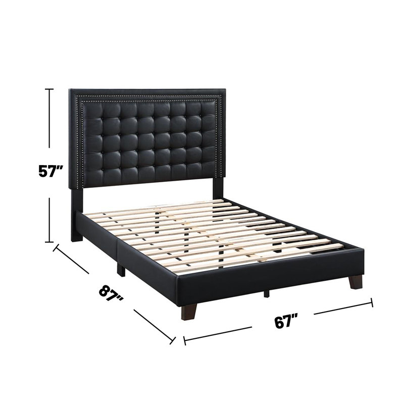 Lit plateforme tapissier Mistico, Grand, Noir
