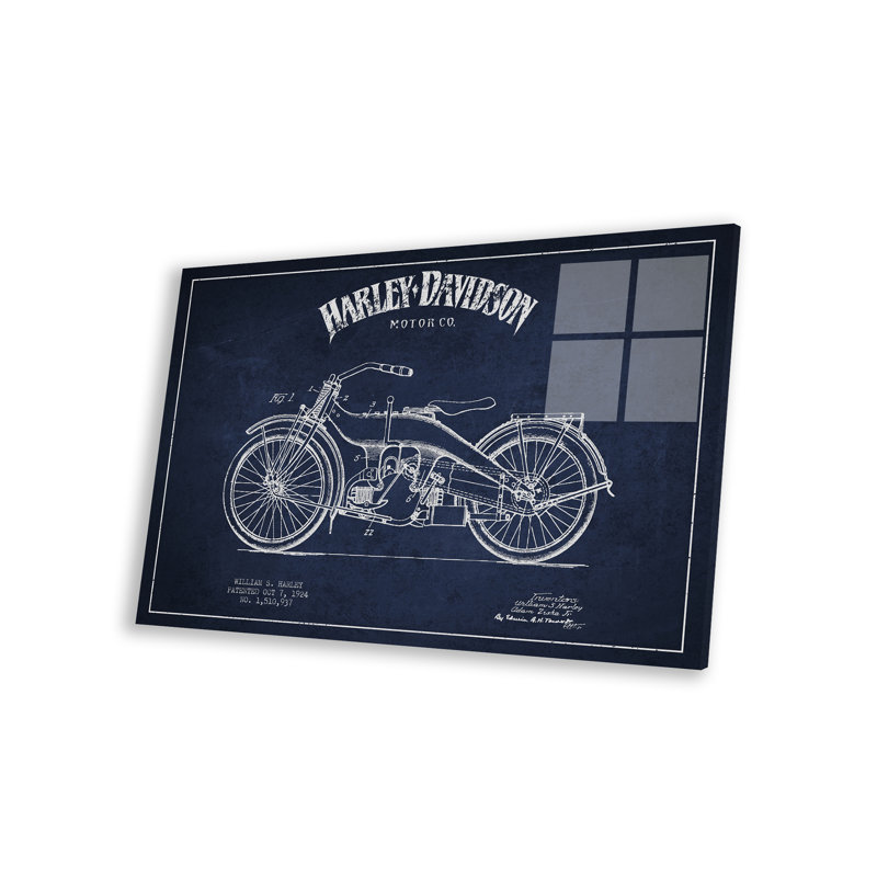 «Harley-Davidson» anthracite, brevet imprimé sur verre acrylique, Bleu marine