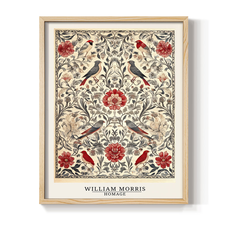 Imprimé encadré en bois massif de la collection CCW de la série CX de Wm Morris, Naturel, H 15 po x l 12 po