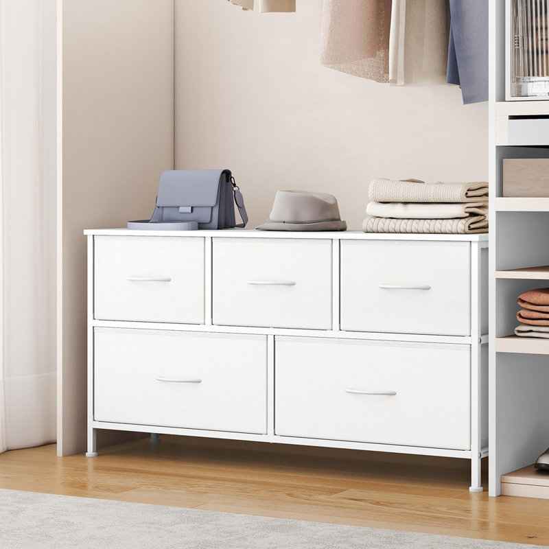 Commode 5 tiroirs Modern, Blanc nuage + blanc neige