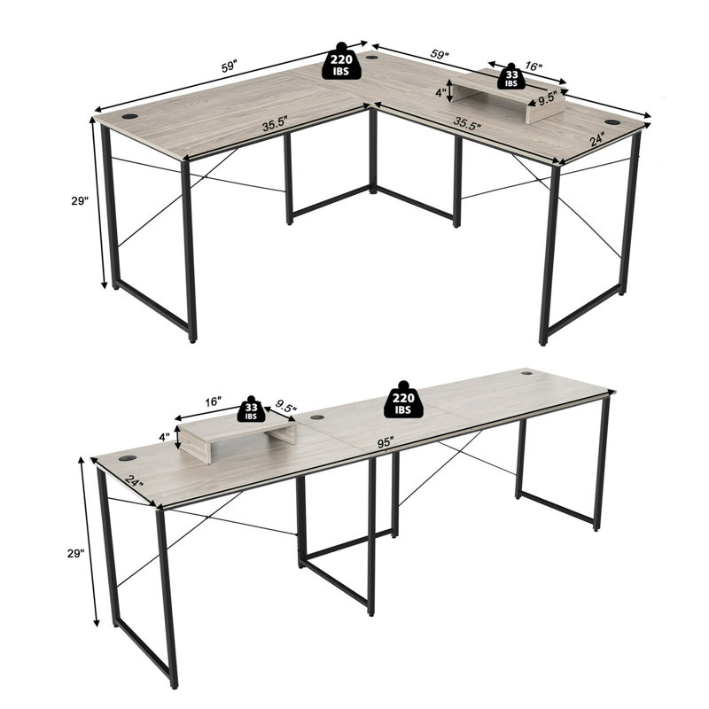 Moorhouse Metal Base Writing Desk, Gray/Black