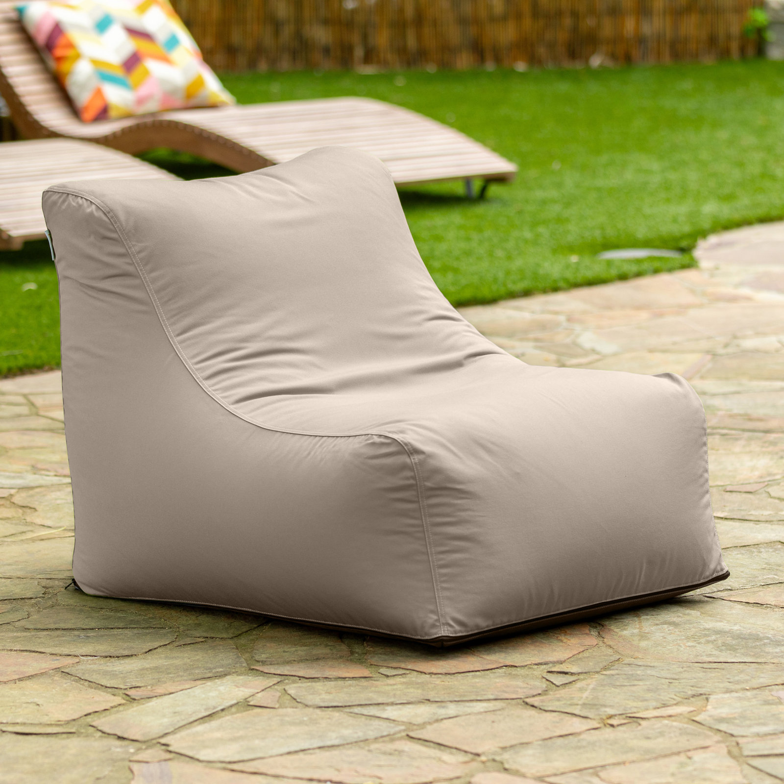 Ponce Outdoor Medium Bean Bag Chair, Flax Sunbrella