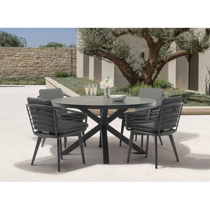 Khelsea Round Metal Outdoor Dining Table , 55'' in. W 55'' in. D