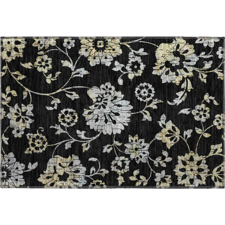 Premium Machine Washable Prisco Black Rug