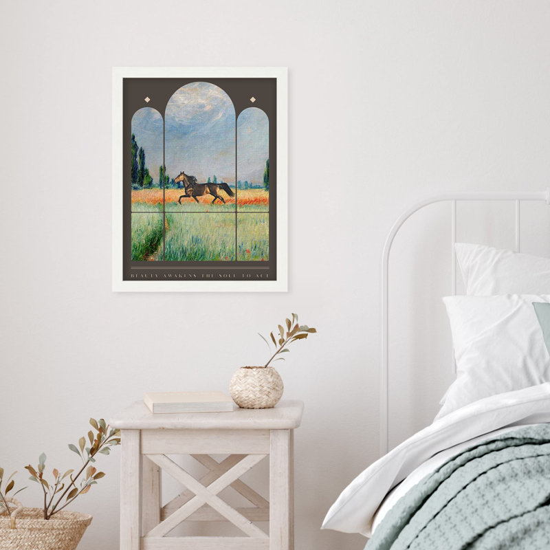 «Wild Horse Stallion Geometric Arches» sur papier, Blanc