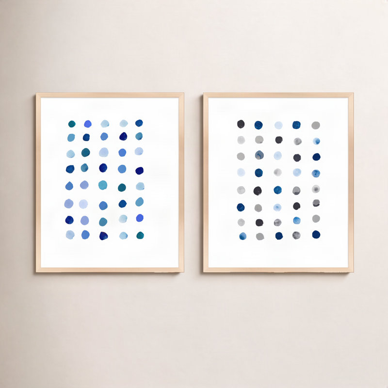 Blue Dot. Set Of 2 Painting by Andrea Stokes, Maple Wood, 25" H x 20" W x 1.25" D