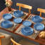 16 Piece For 4 In Ombre Blue Glaze,Raised Rim Dinnerware With Dinner&Dessert Plates,Pasta&Oatmeal Bowls,Modern Stackable Stoneware Set-124923778