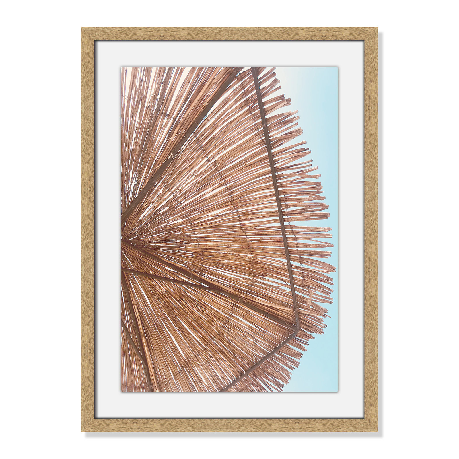Rosy Straw Umbrella - Picture Frame Photograph, 35.50" H x 25.50" W x 1.25" D, Natural