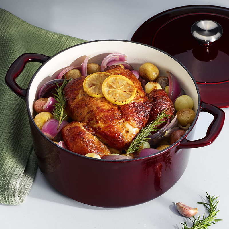 Majolica Red Enameled Cast Iron 5.5-Quart Dutch Oven