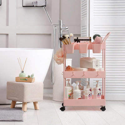 Slim Storage Cart, 3 Tier Narrow Rolling Cart on Wheels Bathroom Organizer Cart