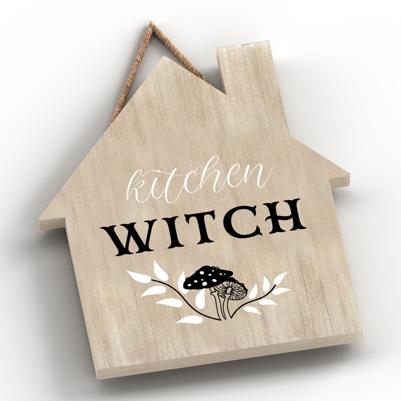 Kitchen Witch Mushrooms Wooden House Plaque, Brown