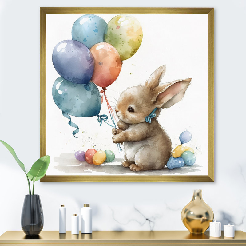 Nursery Bunny Childrens Dream - imprimé, Encadrement doré, H 16 po x l 16 po x P 1 po