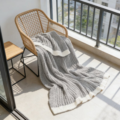 Jeté en tricot côtelé de luxe, couverture toutes saisons en microfibre réversible pour canapé, canapé, lit et voyage, douillet moelleux et lavable à la machine