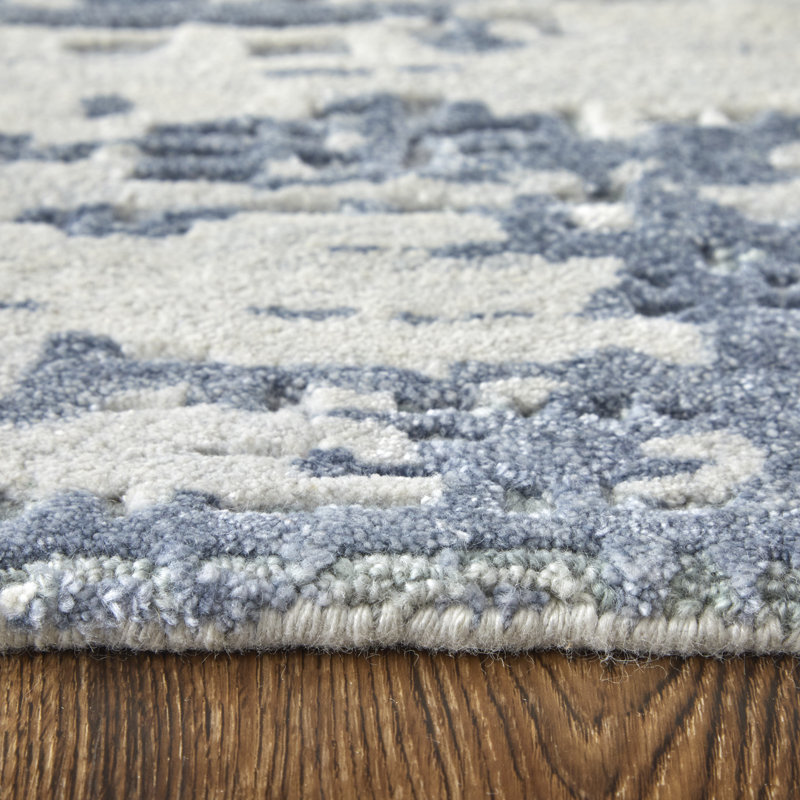 Zarah Hand Tufted Abstract Area Rug, Blue, Rectangle 9' x 12'