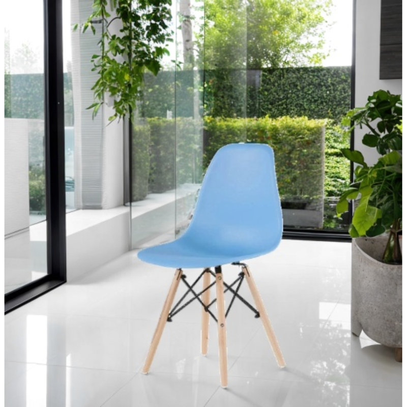 Chaise de salle à manger Paris avec pieds en bois naturel, Jaune, 1, Argenté
