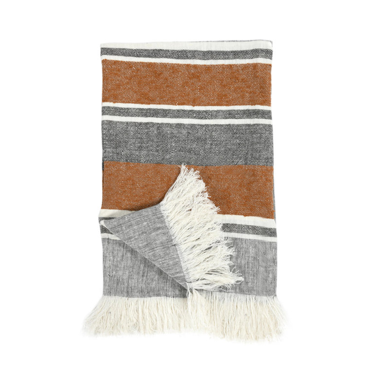 Jeté tissé Lima, Gris / blanc / rouille