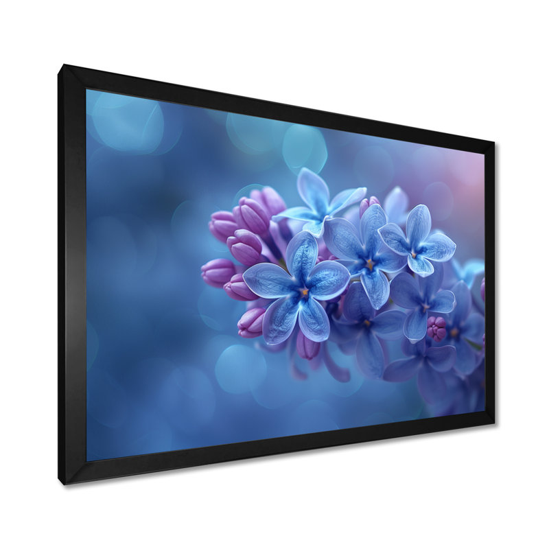 «Blue Lilacs Garden Glamour Photo», reproduction d'art mural lilas, H 12 po x l 20 po, Cadre simple noir